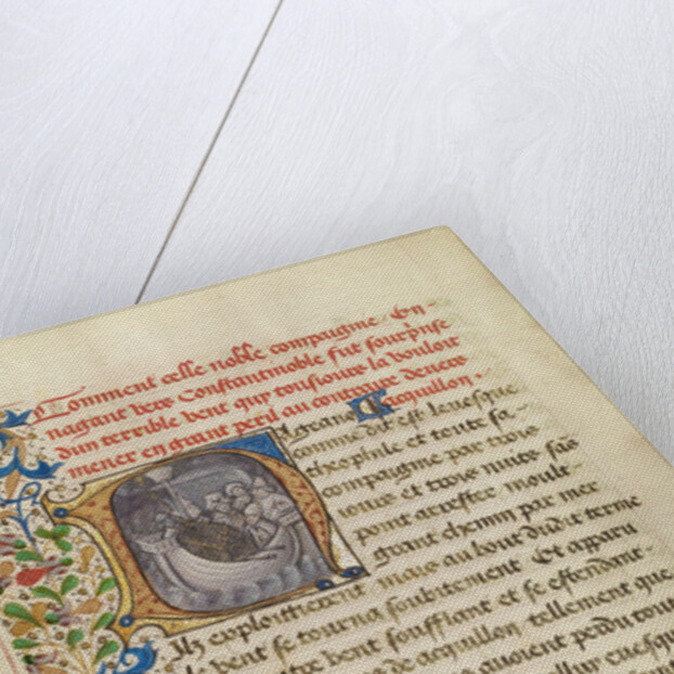 Initial N: Bishop Theophilus's Ship Blown Off Course and Bishop Theophilus in Prayer by Master of the Brussels Romuléon