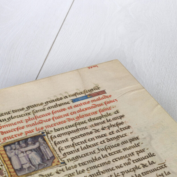 Initial L: The Sick in Alexandria Are Healed after Touching the Body of Saint Anthony by Master of the Brussels Romuléon