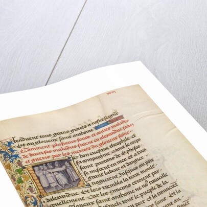 Initial L: The Sick in Alexandria Are Healed after Touching the Body of Saint Anthony by Master of the Brussels Romuléon