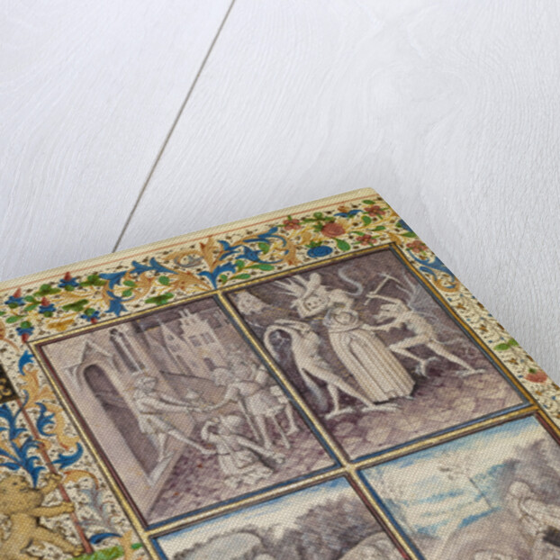 Saint Anthony Giving his Belongings to the Poor, Anthony Tormented by Demons, Anthony Burying Paul in the Desert, The Death and Burial of Saint Anthony by Master of the Brussels Romuléon