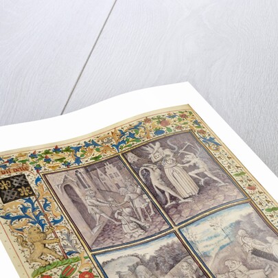 Saint Anthony Giving his Belongings to the Poor, Anthony Tormented by Demons, Anthony Burying Paul in the Desert, The Death and Burial of Saint Anthony by Master of the Brussels Romuléon