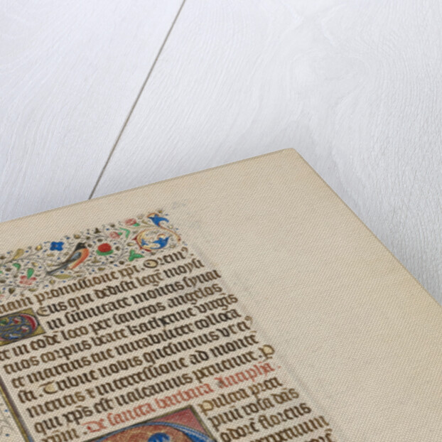 Initial O: Saint Barbara before a Tower by Master of the Llangattock Hours