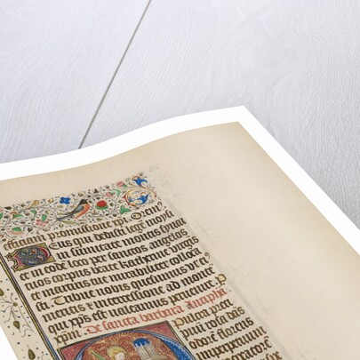 Initial O: Saint Barbara before a Tower by Master of the Llangattock Hours