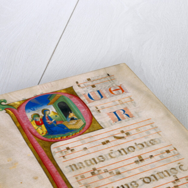 Initial P: The Adoration of the Christ Child and The Annunciation to the Shepherds by Anonymous