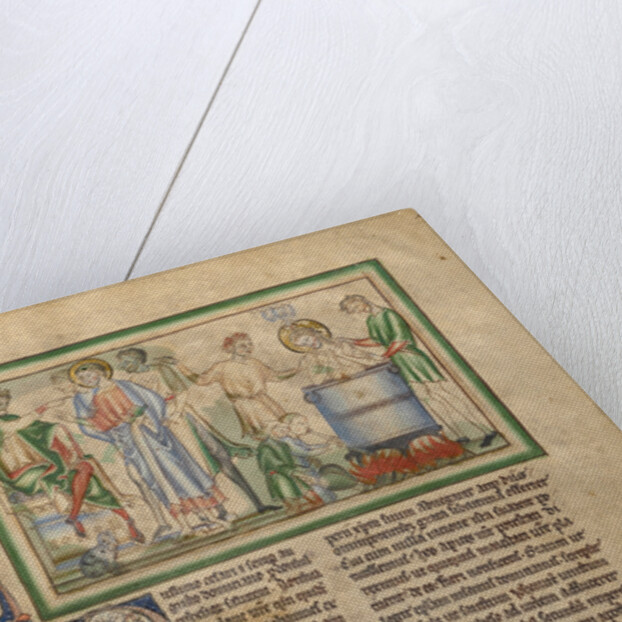 Emperor Domitian Speaking to Saint John the Evangelist and Saint John the Evangelist in a Vat of Boiling Oil by Anonymous