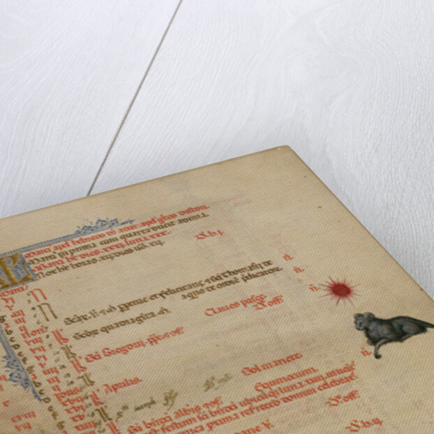 A Man Blowing Two Horns, Zodiacal Sign of Aries by Master of the Brussels Initials