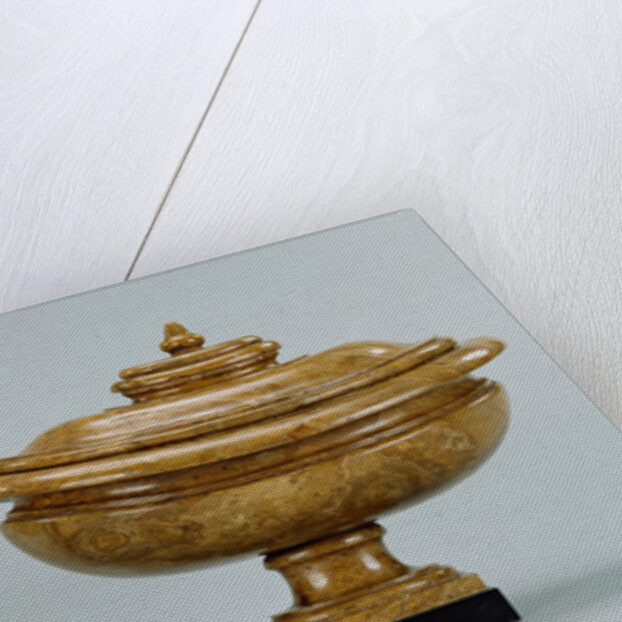 Pair of lidded alabaster vases by Anonymous