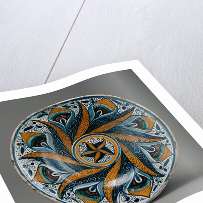 Dish with a Peacock Feather Pattern by Anonymous