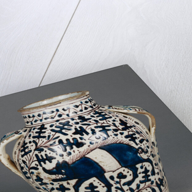 Relief-Blue Jar with Running Boars by Anonymous