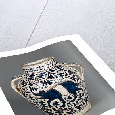 Relief-Blue Jar with Running Boars by Anonymous