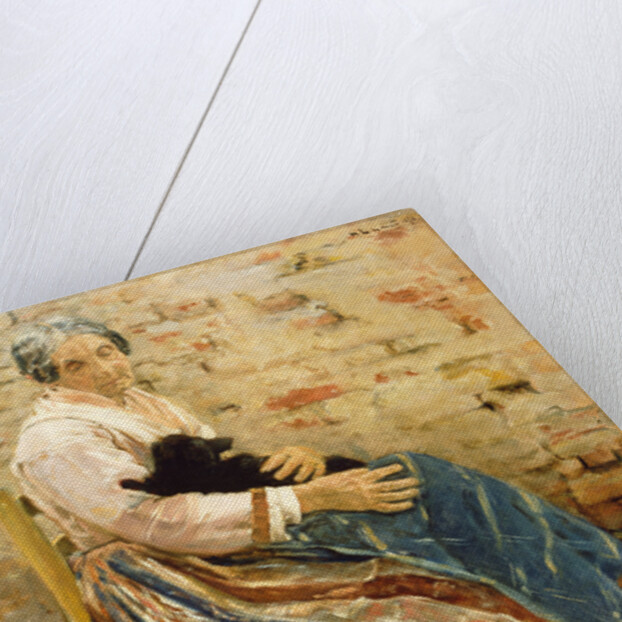 An Old Woman with Cat by Max Liebermann