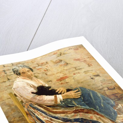 An Old Woman with Cat by Max Liebermann