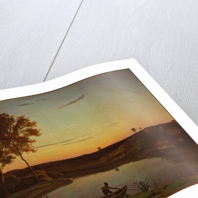 Landscape with Lake and Boatman by Jean-Baptiste-Camille Corot