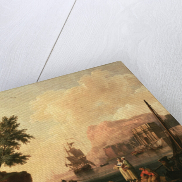 Mediterranean Harbor Scene by Pierre-Jacques Volaire