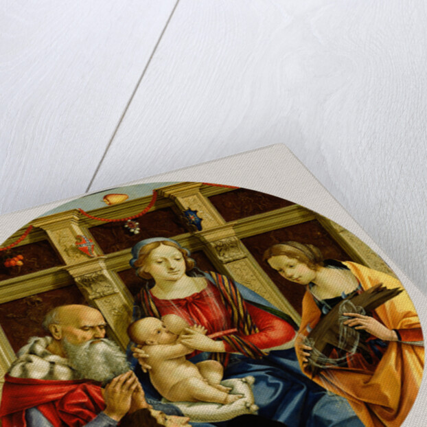 Madonna and Child with a Male Saint, Catherine of Alexandria and a Donor by Michelangelo di Pietro Membrini