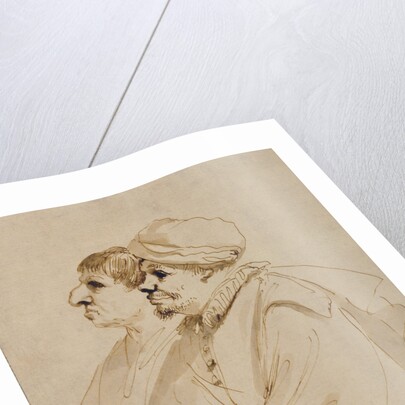 Caricature of Two Men Seen in Profile by Guercino