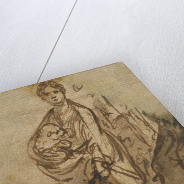 Saint Agnes (recto), Figure Studies (verso) by Adam Elsheimer