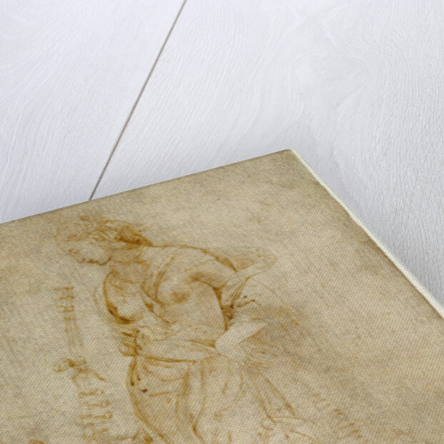 Female Figure with a Tibia, and Ornamental Studies (recto), Ornamental Studies (verso) by Raphael