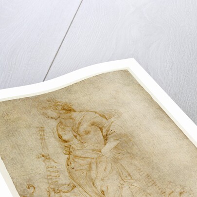 Female Figure with a Tibia, and Ornamental Studies (recto), Ornamental Studies (verso) by Raphael