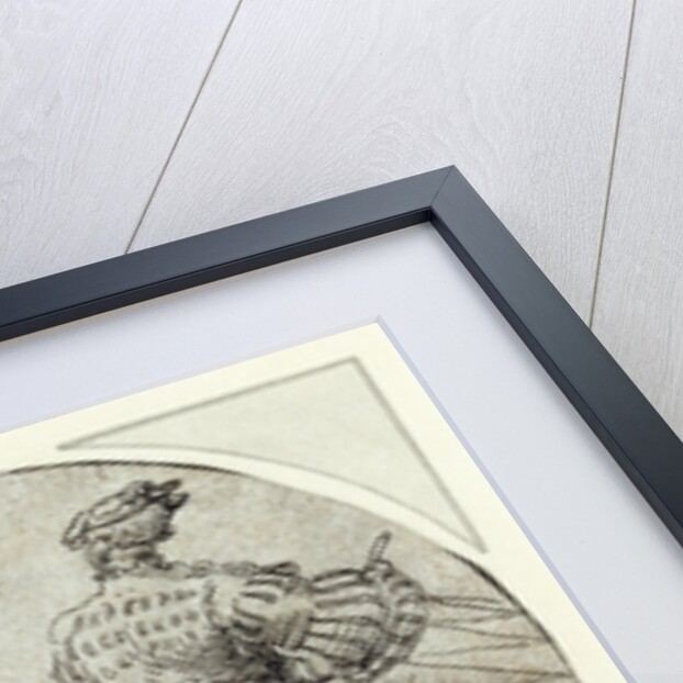 A Flutist and Drummer Before a Moated Castle by Master of the Berlin Roundels