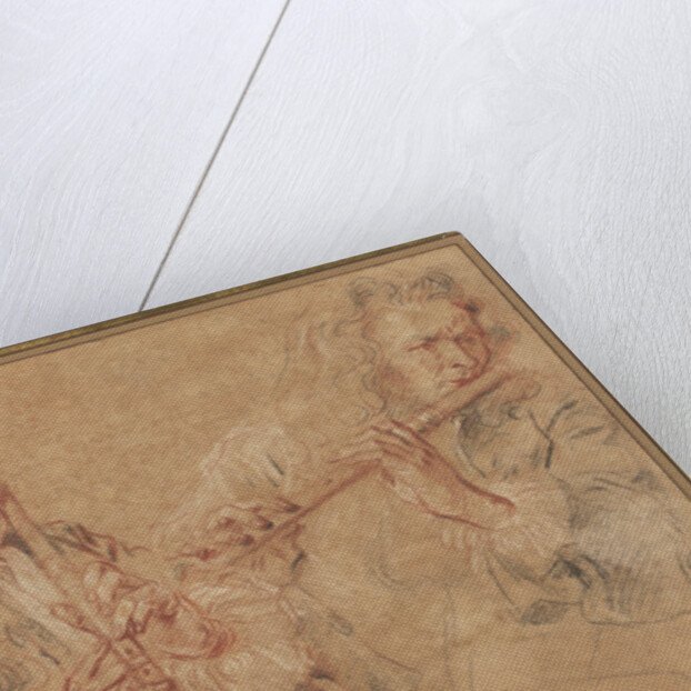 Two Studies of a Flutist and a Study of the Head of a Boy by Jean-Antoine Watteau