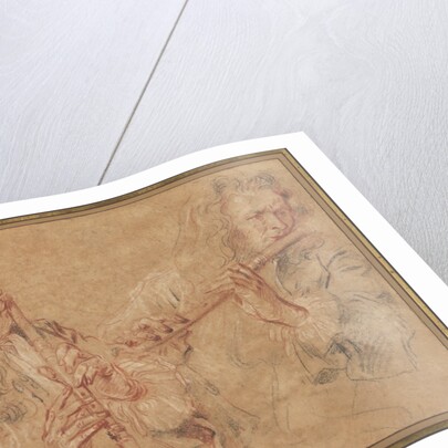 Two Studies of a Flutist and a Study of the Head of a Boy by Jean-Antoine Watteau