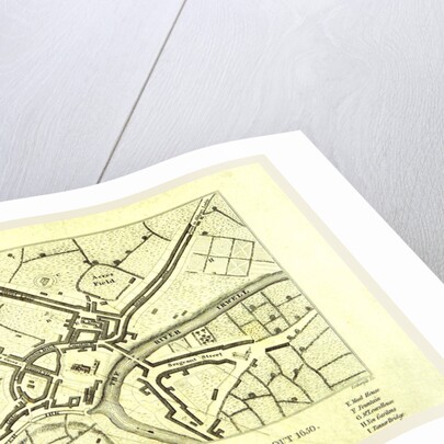 Map of Manchester and Salford about 1650, UK by Anonymous