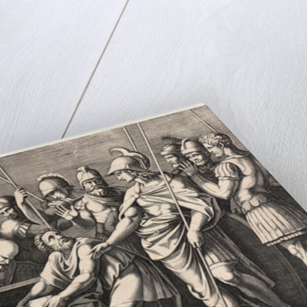 Alexander the Great Preserving the Works of Homer in Achilles' Sarcophagus, ca. 1512-1530 by Marcantonio Raimondi