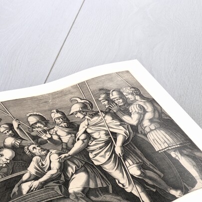 Alexander the Great Preserving the Works of Homer in Achilles' Sarcophagus, ca. 1512-1530 by Marcantonio Raimondi