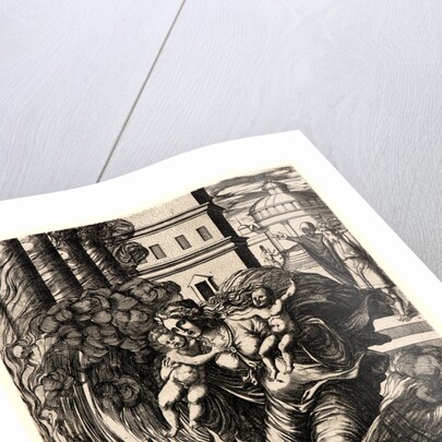 The Widow of Hasdrubel Throwing Herself on the Funeral Pyre by Pierre Woeiriot