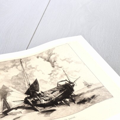 Une Barque à Marée Basse (Boulogne-sur-Mer), 19th century by Louis Adolphe Hervier