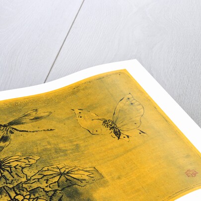 Bookplate with Butterfly and Dragonfly (Ex Libris Papillon et Libellule), 19th century by Félix Hilaire Buhot