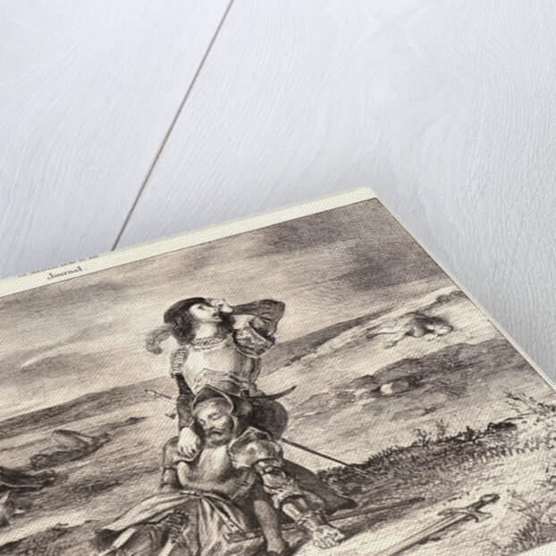 Young Clifford Finding the Body of His Father (La jeune Clifford trouvant le corps de son père sur le champ de bataille de Saint-Alban), 1834 by Eugène Delacroix