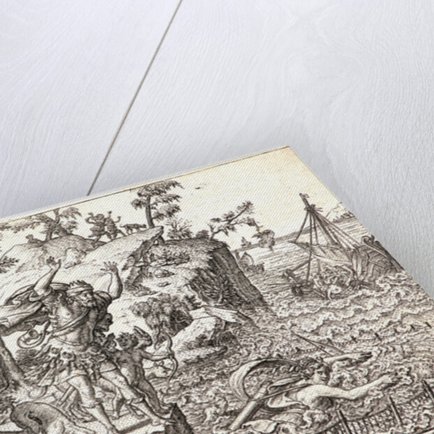 Diana's Nymph, Britomartis, Trying to Escape the Pursuit of Minos by Throwing Herself into the Sea, 16th century by Etienne Delaune