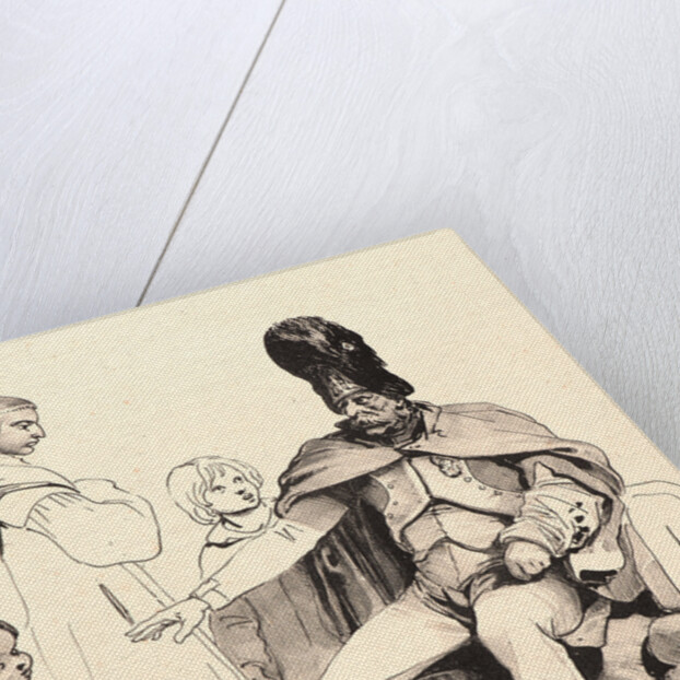 Wounded Grenadier of the Imperial Guard Talking to a Peasant and Two Children, ca. 1830 by Nicolas Toussaint Charlet