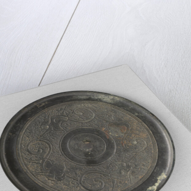 Mirror decorated with four monkeys by Anonymous