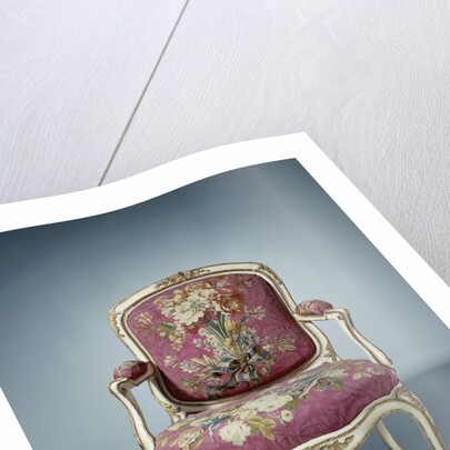 Armchair upholstered in tapestry with flower bouquets by Maurice Jacques I. Gourdin