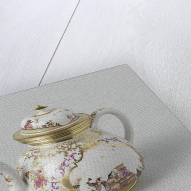 Teapot with lid, multicolor painted with chinoiserie, Meissener Porzellan Manufaktur, c. 1725 - c. 1730, Meissen Germany by Meissener Porzellan Manufaktur