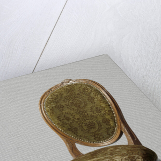 Chair of mahogany, lined with green mock-velvet by Anonymous
