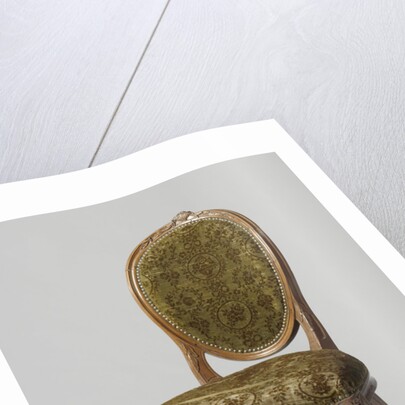 Chair of mahogany, lined with green mock-velvet by Anonymous