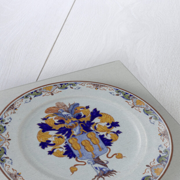 Plate, painted with the family crest Pride by Anonymous