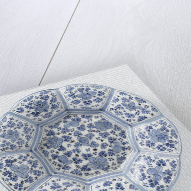 Dish with edge of blue painted faience by Anonymous