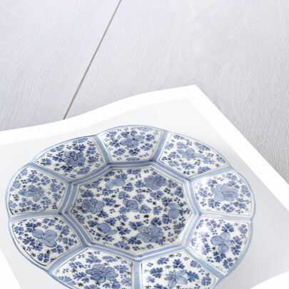 Dish with edge of blue painted faience by Anonymous
