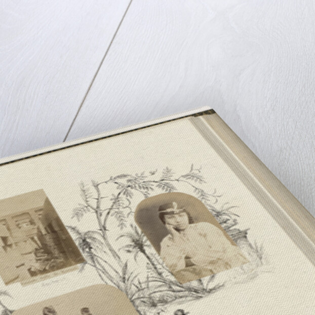 Egypt, girl portrait with her cap bordered by drawing flora by Anonymous