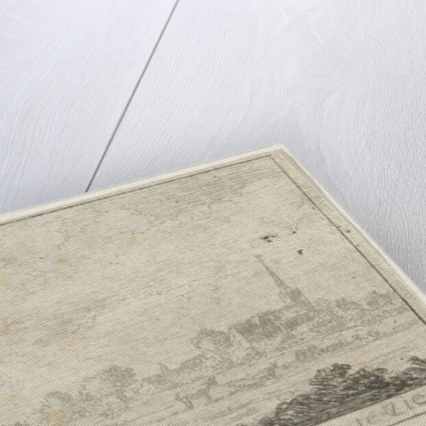 View of the village Bercoude, with links to the foreground a fisherman at a pollard willow by Simon Klapmuts