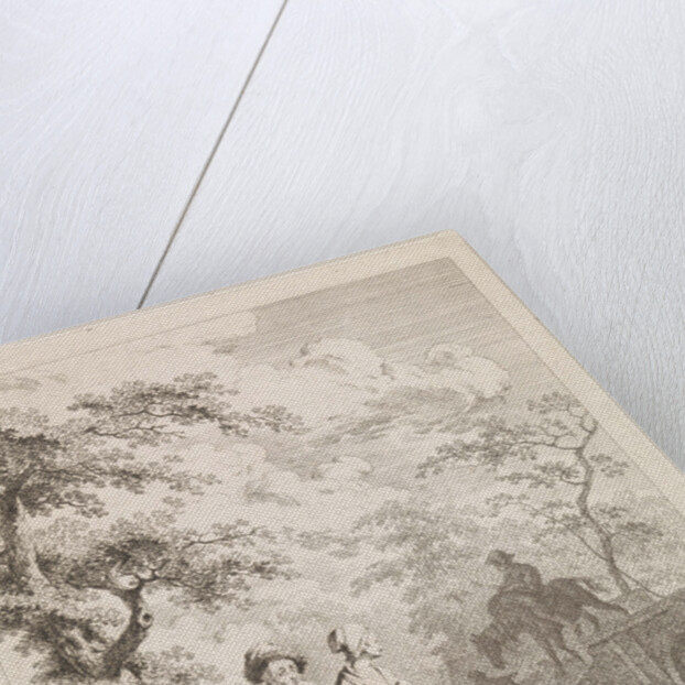 Old man, woman and child on a forest path by Leendert Overbeek