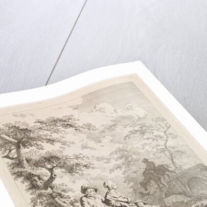 Old man, woman and child on a forest path by Leendert Overbeek