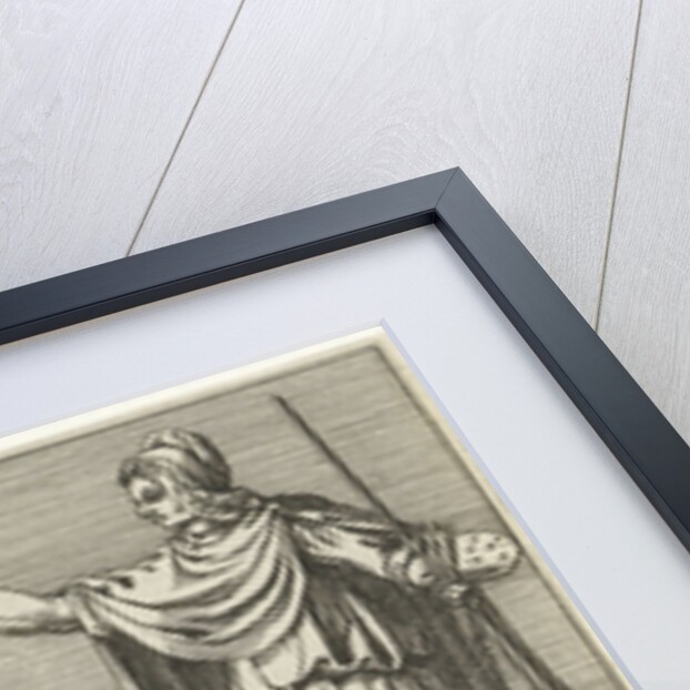 Fame and Arts besides a monumental stone, Anonymous by Claes Jansz. Visscher II