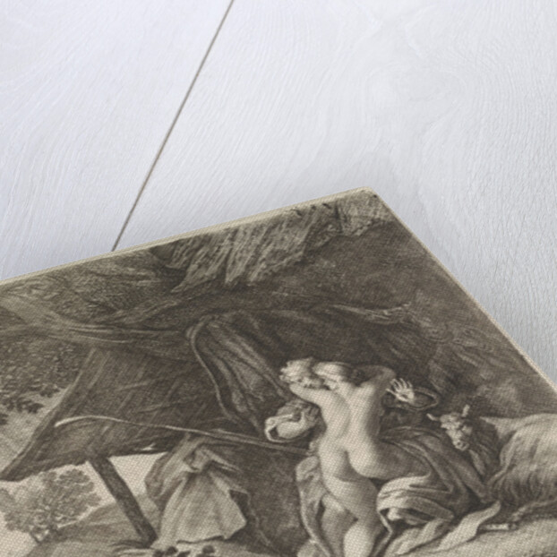 Shepherd and shepherdess shelter from a storm by Moyses van Wtenbrouck