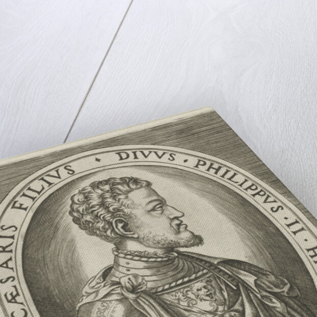 Portrait of King Philip II of Spain, Frans Huys by Hieronymus Cock